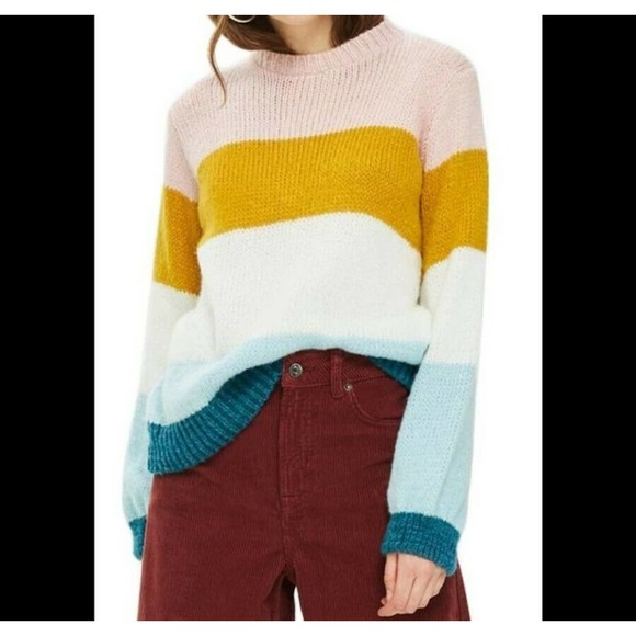 Topshop Sweaters - Topshop Colorblock Knit Pullover Sweater